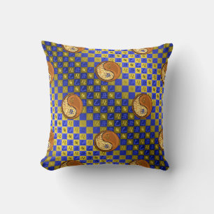 Coussin Lion & Bœuf de Bois