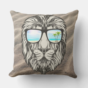 Coussin Lion cool Avec Lunettes De Soleil Été