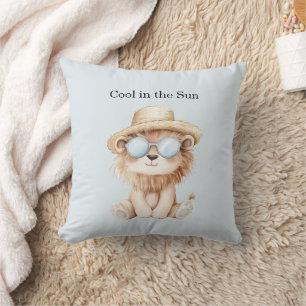 Coussin Lion Cool en Lunettes de Soleil de Plage Chapeau
