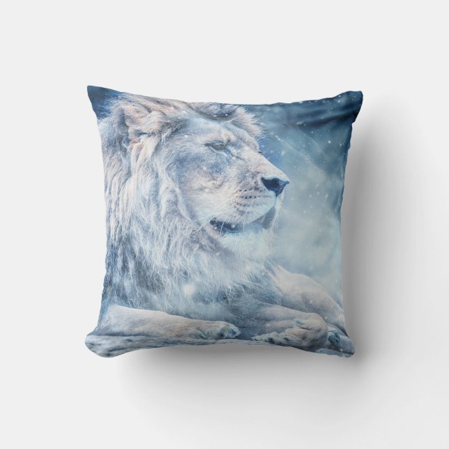 Coussin Lion Dans L'Oreiller À Neige (Recto)