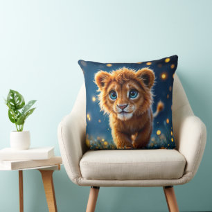 Coussin Lion de bébé magique marchant dans une nuit d'imag