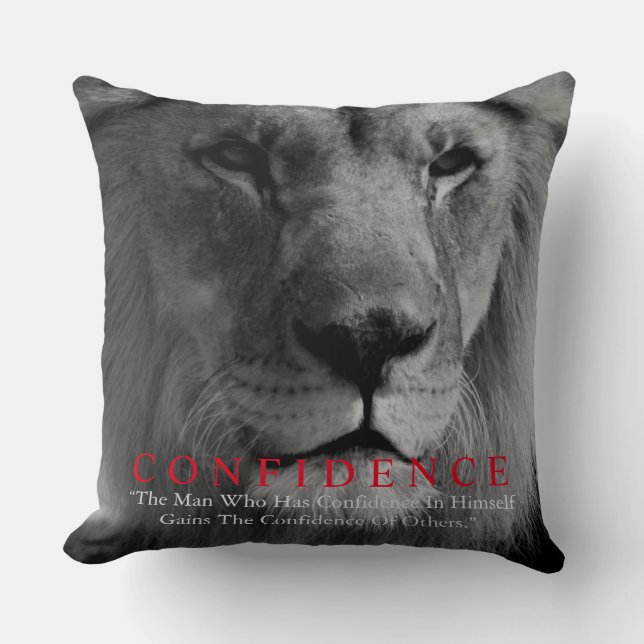 Coussin Lion de confiance noir blanc inspiré (Recto)