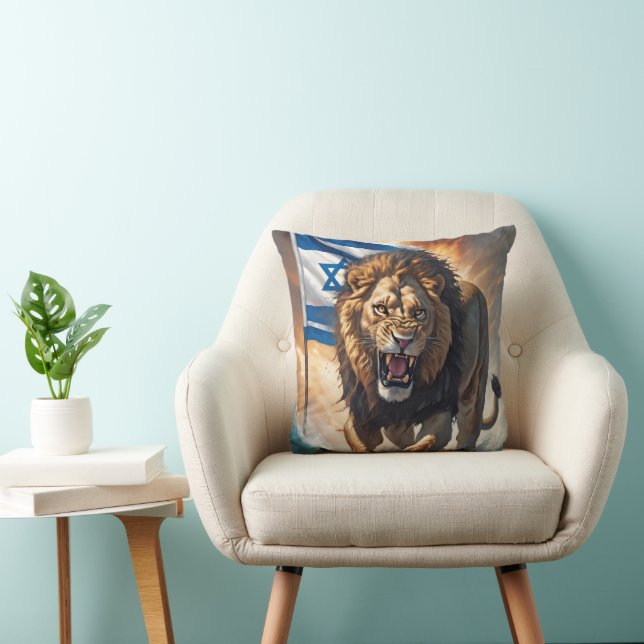 Coussin Lion De Fierce Avec Drapeau Israélien (Chaise)