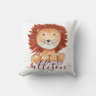 Coussin Lion dessiné à la main mignon personnalisé pour en
