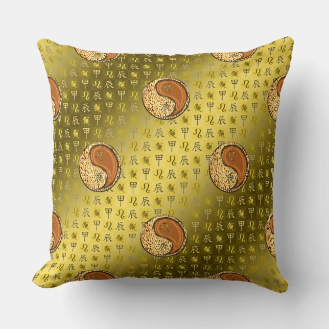 Coussin Lion & Dragon de Bois (Recto)