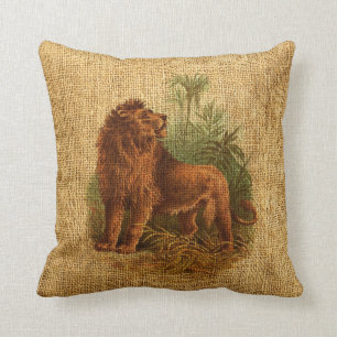 Coussin Lion et palmiers vintages
