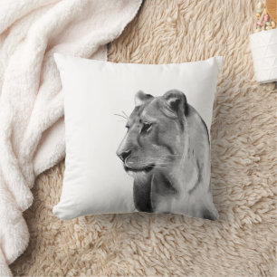 Coussin Lion femelle Lionne de croquis de charbon