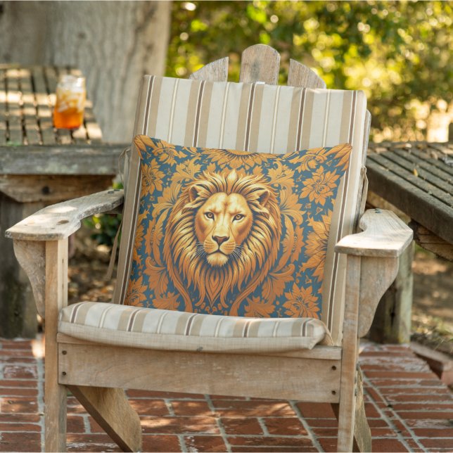 Coussin Lion Fleur 51 x 51 Extérieur (Chaise)