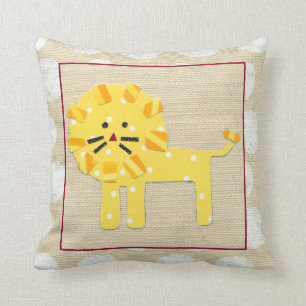 Coussin Lion jaune avec Pois blancs