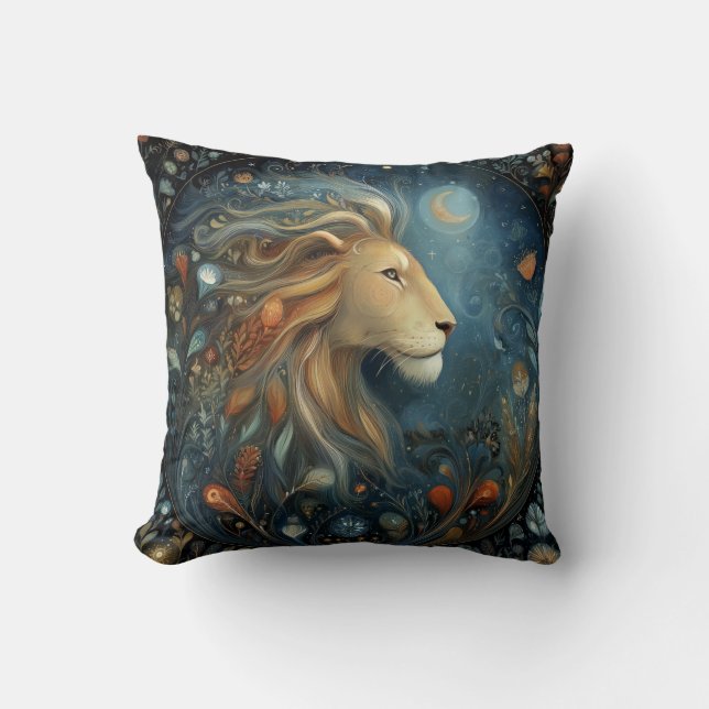 Coussin Lion Leo Zodiaque Astrologie Céleste Anniversaire (Recto)