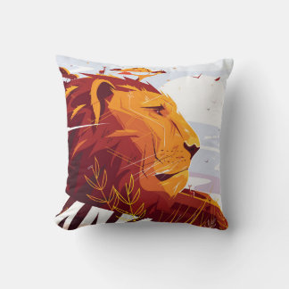 Coussin Lion majestueux en safari Roi des bêtes couché et