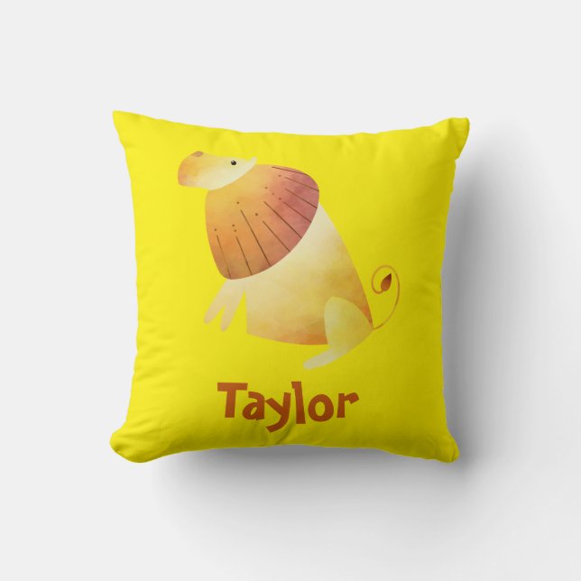 Coussin Lion majestueux jaune (Recto)