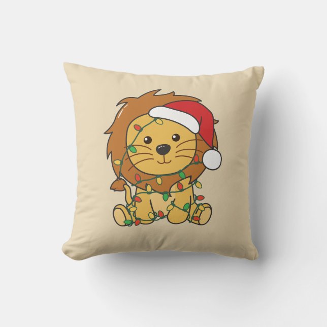Coussin Lion Noël Animaux d'hiver Lions de vacances (Recto)
