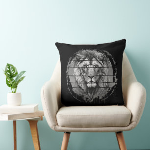 Coussin Lion Noir Et Blanc