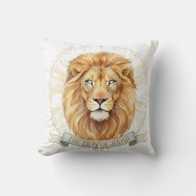 Coussin Lion of Judah Throw Pillow - Bold Christian Decor  (Recto)