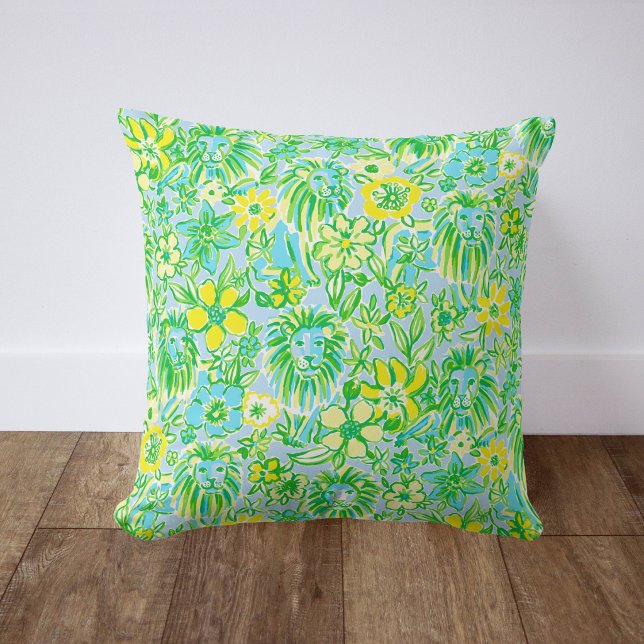 Coussin Lion Préparatoire Fleur / Maison Tropicale (Créateur téléchargé)