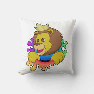 Coussin Lion roi avec couronne