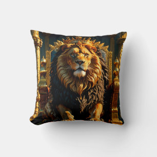 Coussin Lion royal portant une couronne