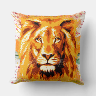 Coussin Lion Safari Dessin Lion coloré Peinture