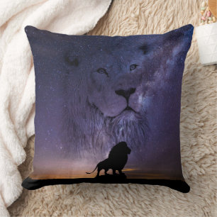 Coussin Lion Spirit & Silhouette Coucher de soleil africai