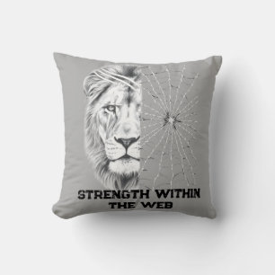 Coussin Lion Suréaliste en Noir et Blanc Web Motivation