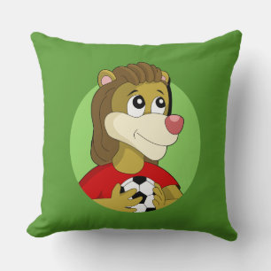 Coussin Lion tenant une bande dessinée de football lancer