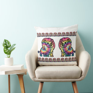 Coussin Lion Tie-Dye