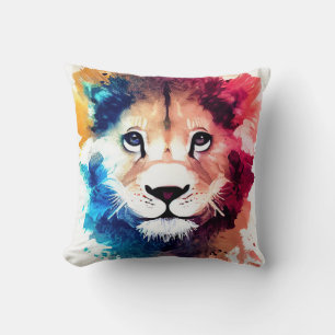 Coussin Lion Wild Nature Animal Couleur Art Peinture
