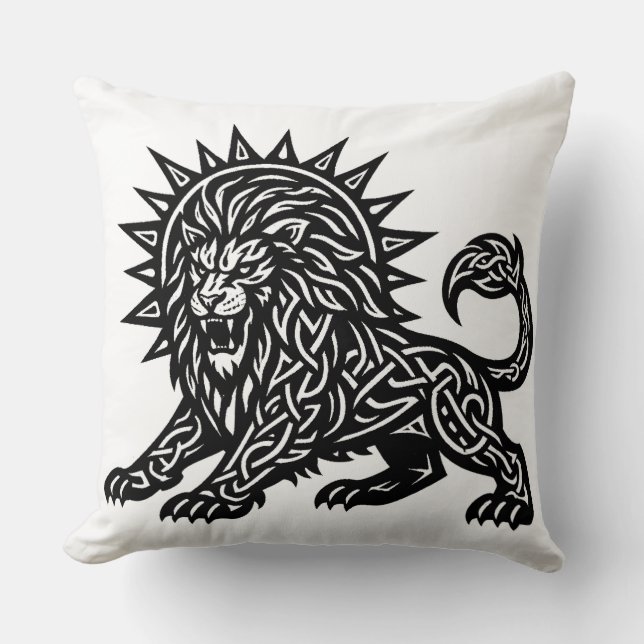 Coussin Lion Zodiaque Soleil‑Crinière Lion | BurnsInHell (Recto)