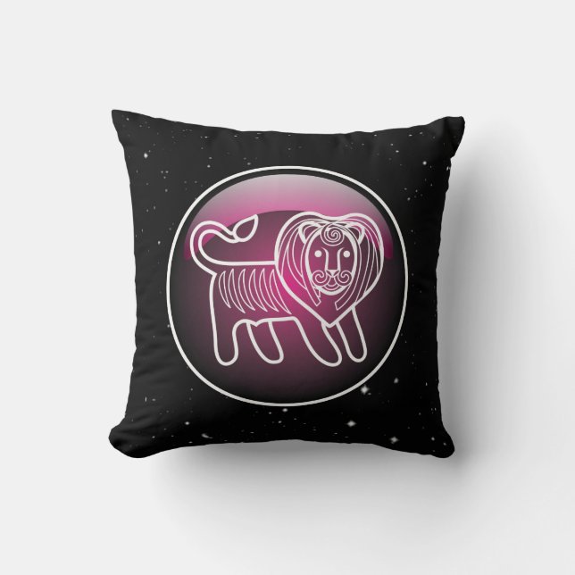 Coussin Lion Zodiaque Violet (Recto)