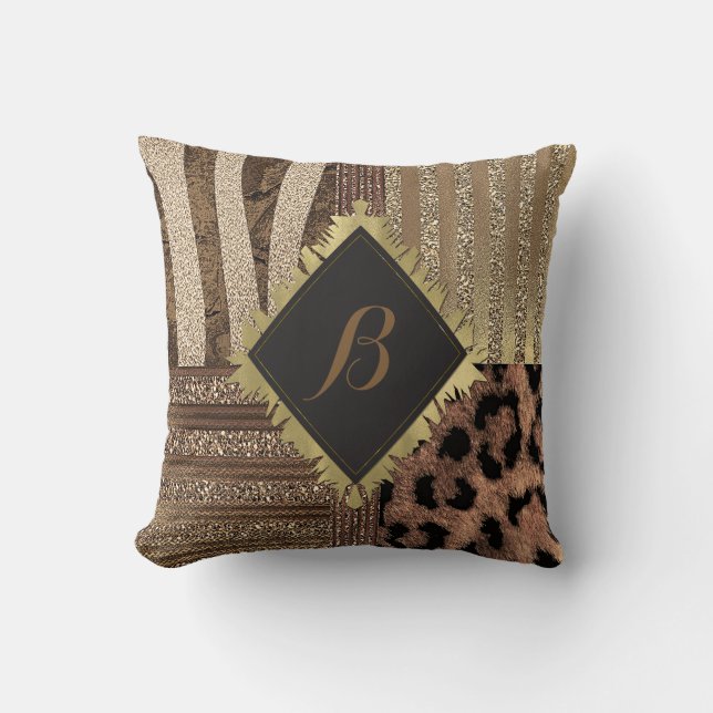 Coussin Lioness Safari Chic Jungle Glam Moderne Étincelle (Recto)