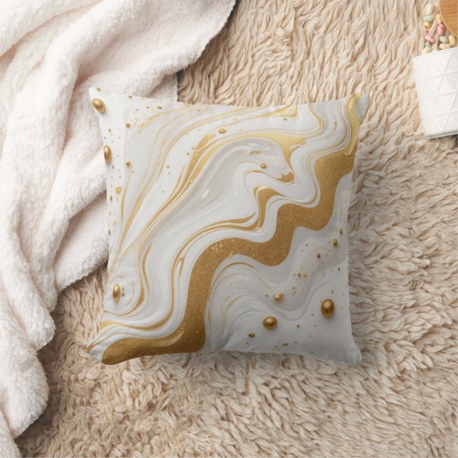 Coussin Liquide blanc avec des gouttes et une brillance do (Couverture)
