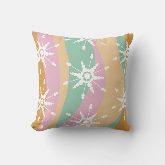 Coussin Liquide Tie Dye Rétro Groovy Noël Beige Vert (Recto)