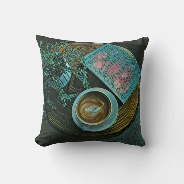 Coussin Lire Livres, Boire Café (Recto)