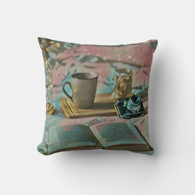 Coussin Lire Livres, Boire Café (Recto)