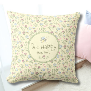 Coussin Lire Plus Abeille Heureuse Amoureux des Livres Flo