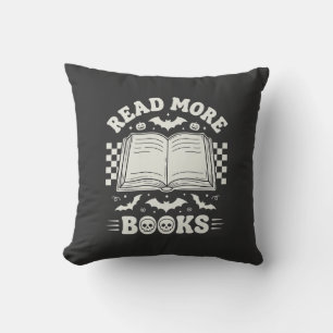 Coussin Lire plus de livres Rétro Halloween Amateur de liv