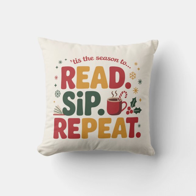 Coussin Lire Sirop Répéter Livre de Fêtes de Noël (Recto)