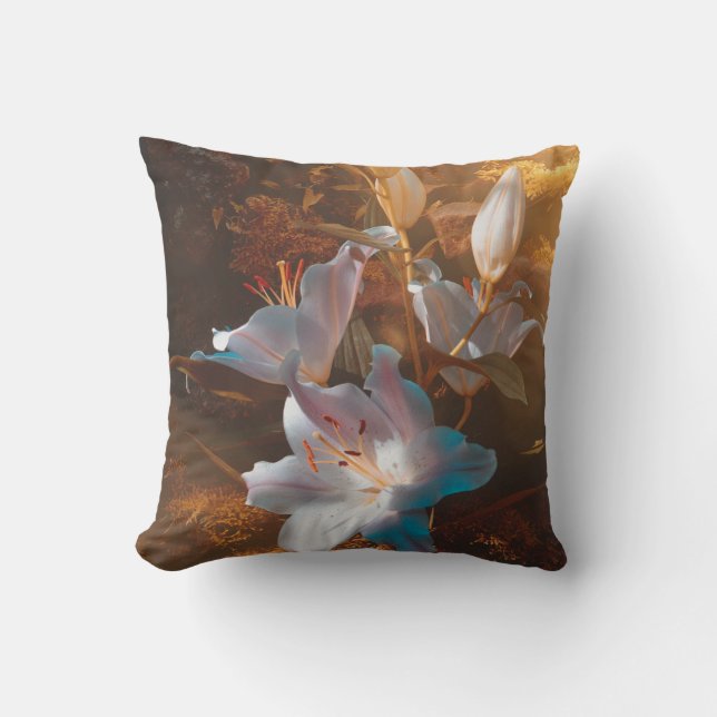 Coussin lis magiques roses - fleurs (Recto)