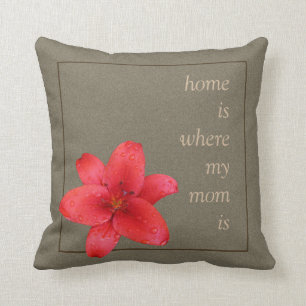 Coussin Lis rouge de fleur pour la maman