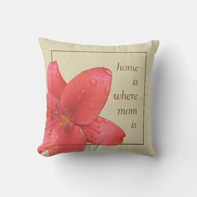 Coussin Lis rouge de fleur pour la maman (Recto)