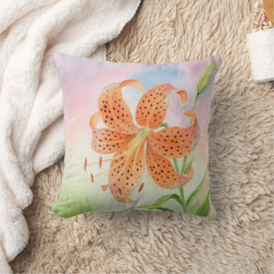 Coussin Lisant Botanique Lis Tigré