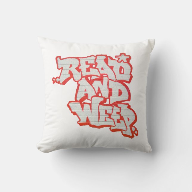 Coussin Lisez-les et Weep. (Recto)