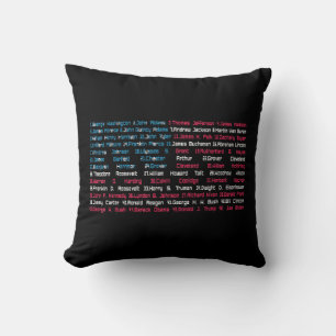 Coussin Liste 46 présidents américains des États-Unis s'am