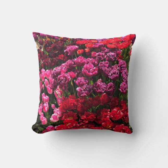 Coussin Lit de jardin rouge, violet et rose Tulip, Oregon (Recto)