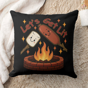 Coussin Lit Firepit - mignon Marshmallow & Hot Dog