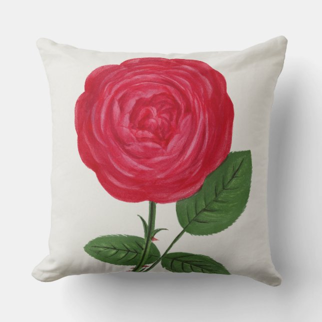 Coussin Lithographie de rose antique, François-Frédéric Gr (Recto)