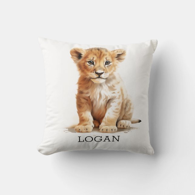 Coussin Little Explorer - Lion Cub personnalisé (Recto)