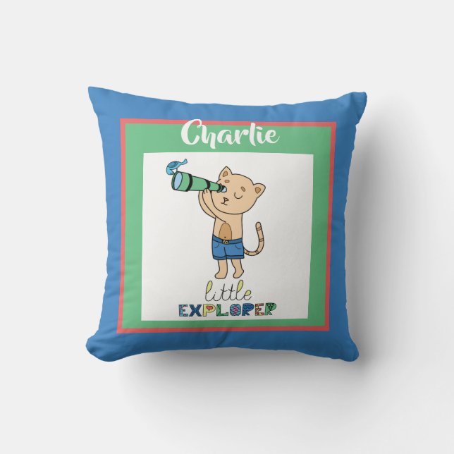 Coussin Little Explorer, mignonne personnalisation pour en (Recto)