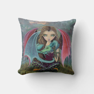 Coussin Little Gothic Fairy and Dragon Imaginaire Art Cous